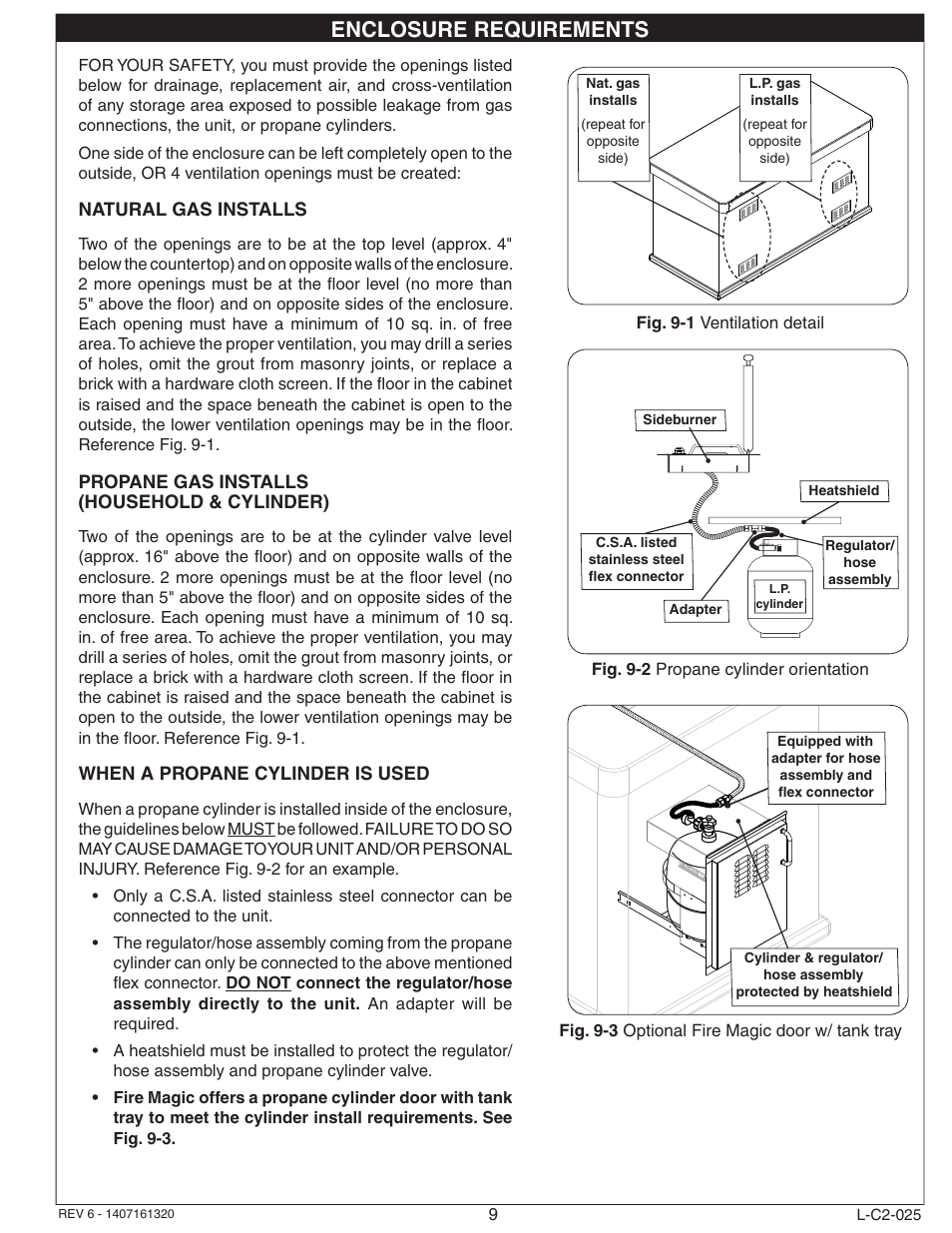 Enclosure requirements | Fire Magic 3280 Series Sideburner User Manual | Page 9 / 18
