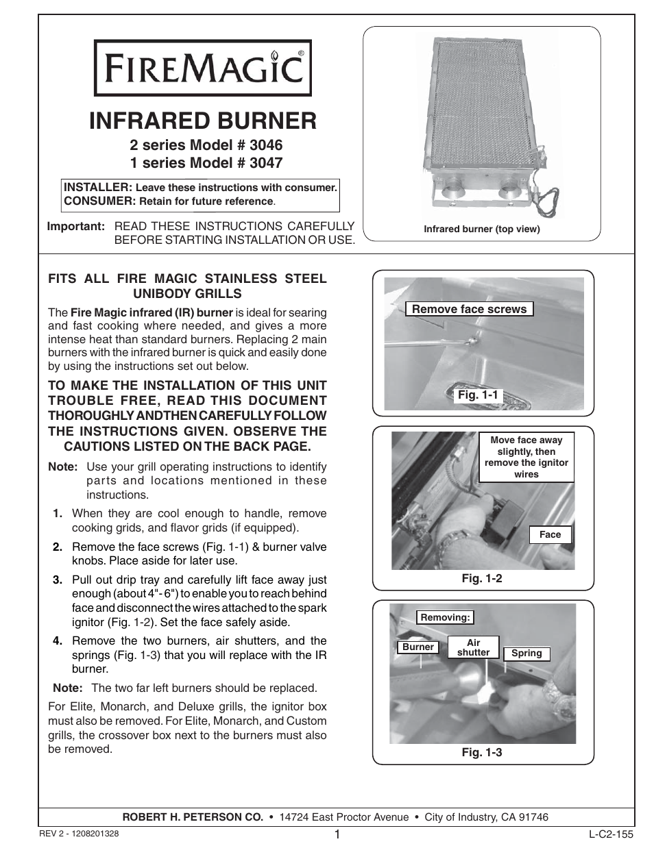 Fire Magic 3046 Infrared Burner User Manual | 4 pages