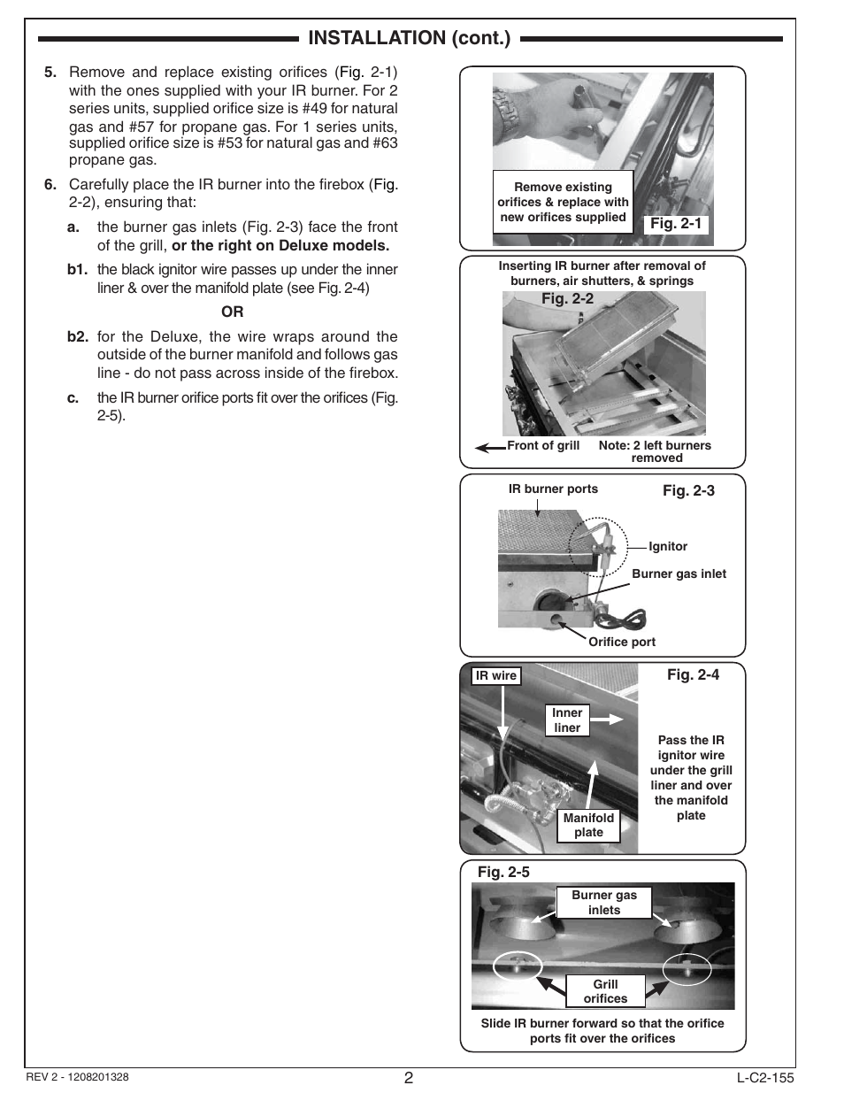 Installation (cont.) | Fire Magic 3046 Infrared Burner User Manual | Page 2 / 4