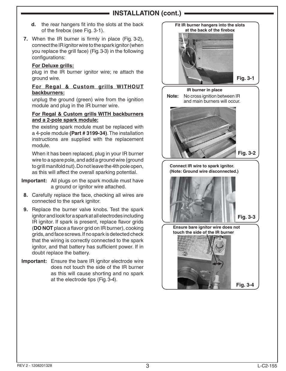 Installation (cont.) | Fire Magic 3046 Infrared Burner User Manual | Page 3 / 4