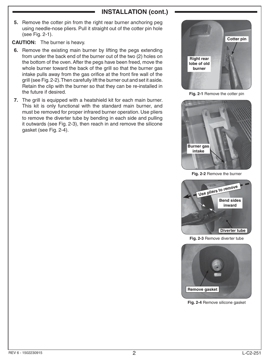 Installation (cont.) | Fire Magic 3050 Infrared Burnet Kit User Manual | Page 2 / 6