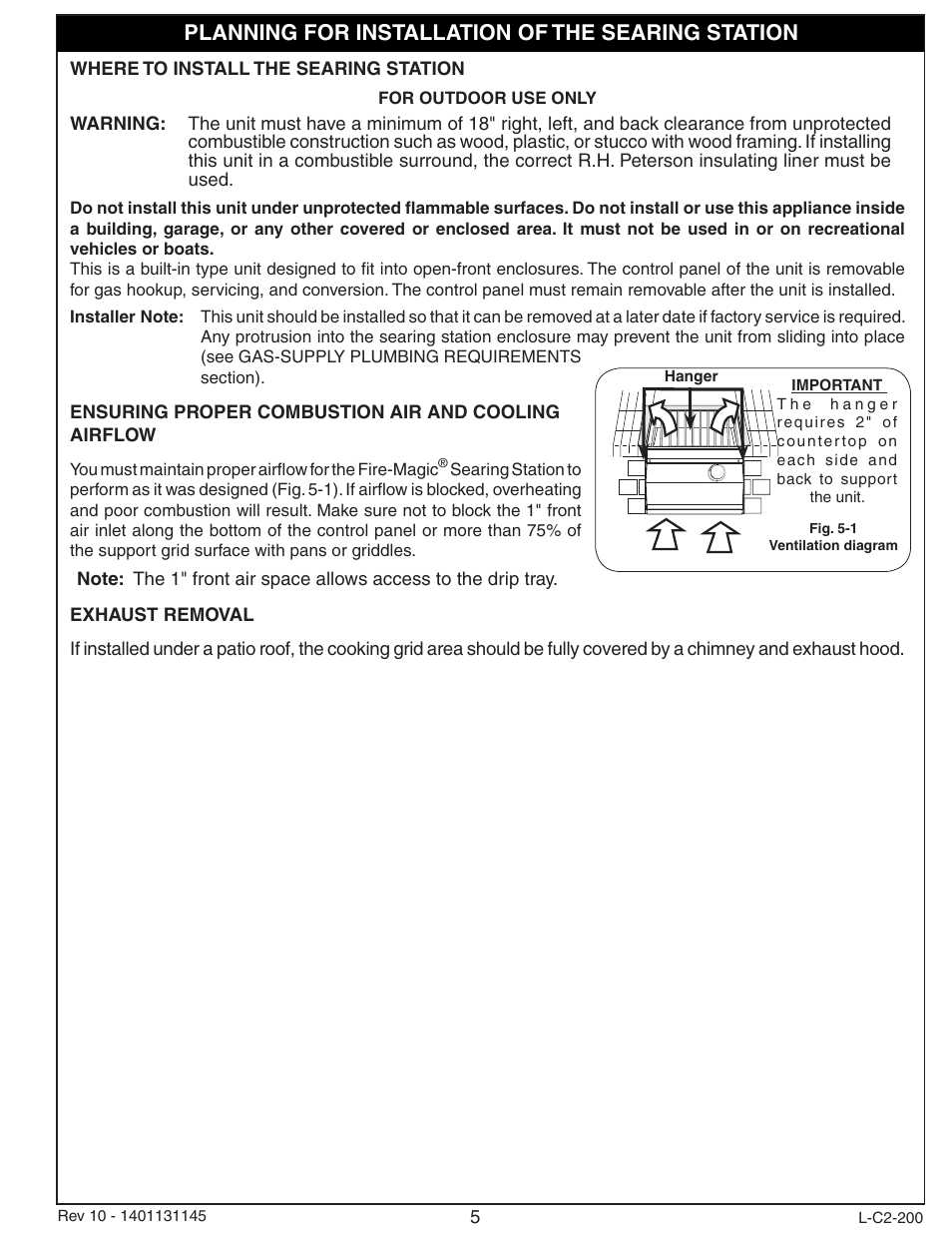 Planning for installation of the searing station | Fire Magic 3287-1(P) Searing Station Built in User Manual | Page 5 / 14