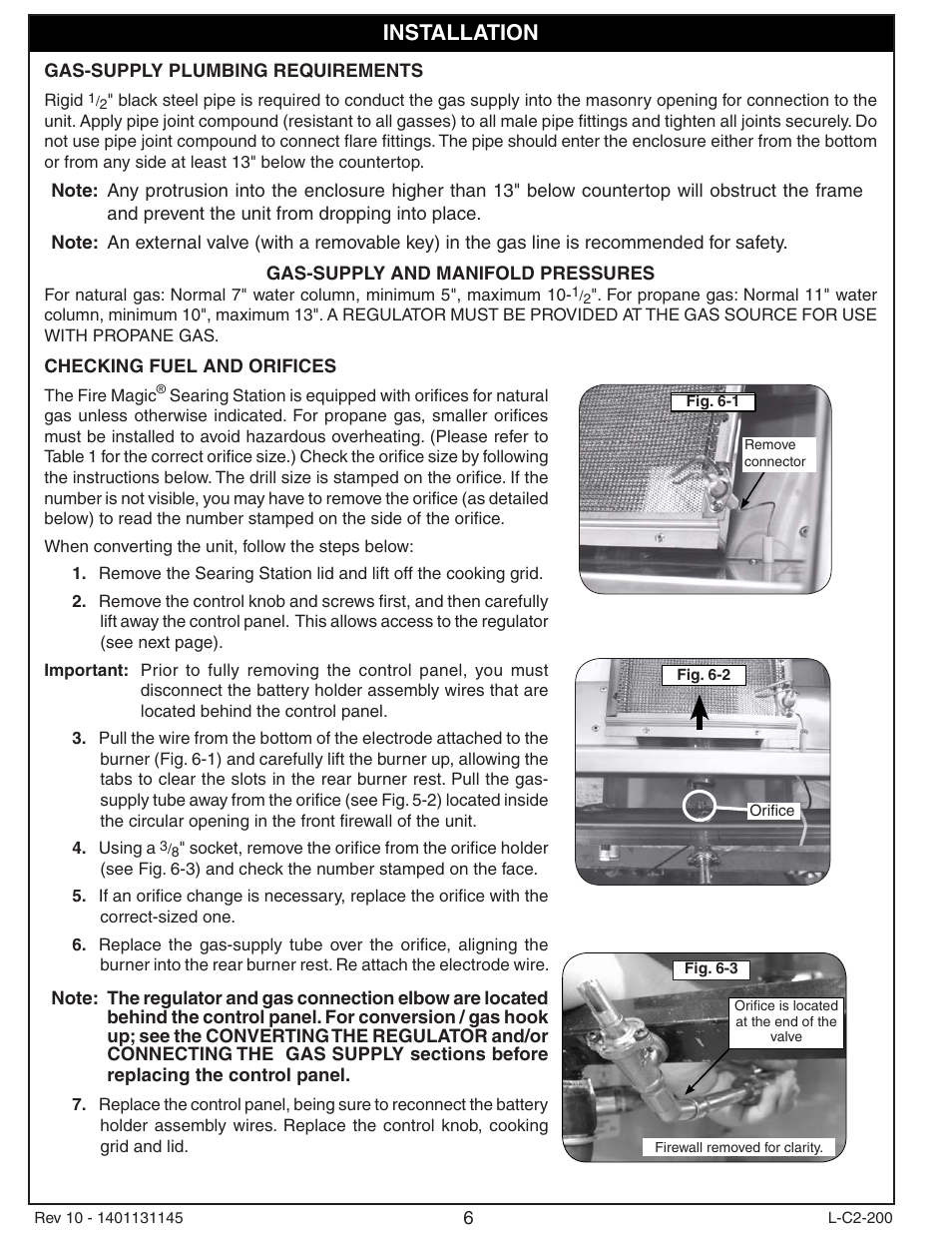 Installation | Fire Magic 3287-1(P) Searing Station Built in User Manual | Page 6 / 14