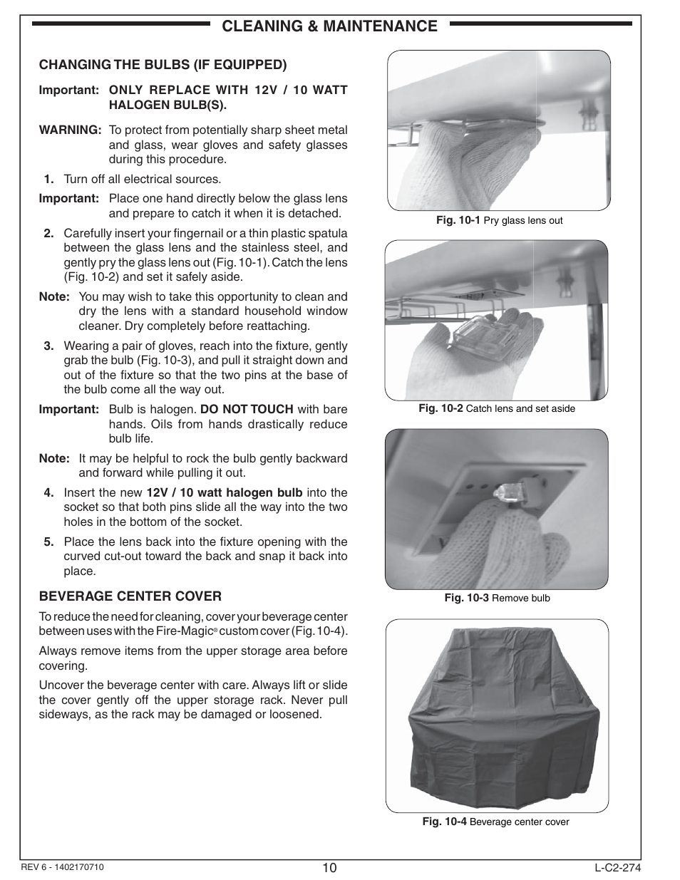 Cleaning & maintenance | Fire Magic 2D-SSA Beverage Center User Manual | Page 10 / 12
