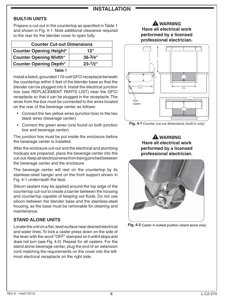 Installation | Fire Magic 2D-SSA Beverage Center User Manual | Page 4 / 12