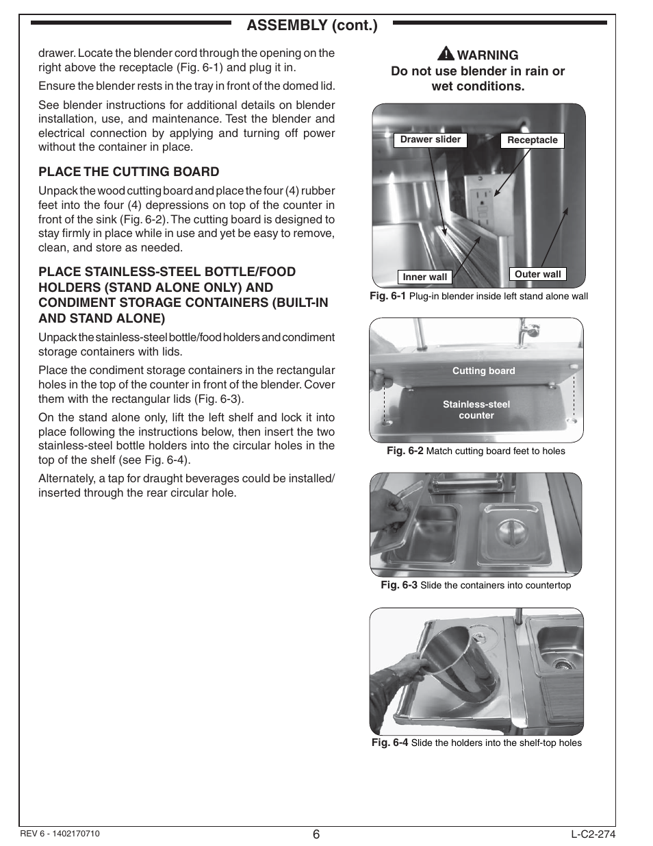 Assembly (cont.) | Fire Magic 2D-SSA Beverage Center User Manual | Page 6 / 12