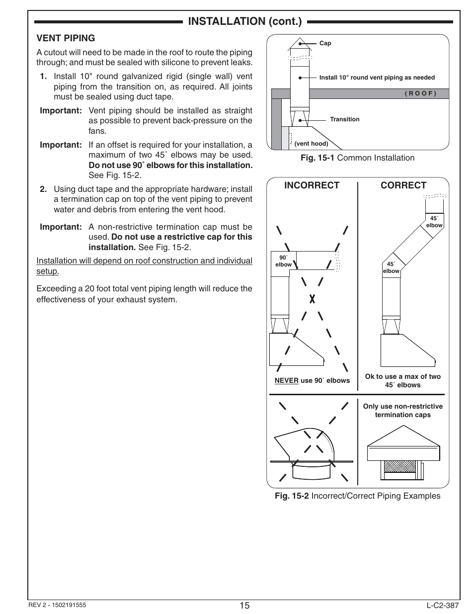 Installation (cont.) | Fire Magic 36-VH Vent Hood User Manual | Page 15 / 26