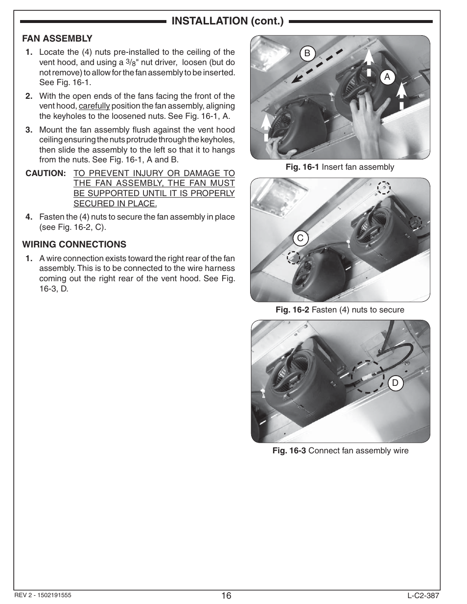 Installation (cont.) | Fire Magic 36-VH Vent Hood User Manual | Page 16 / 26