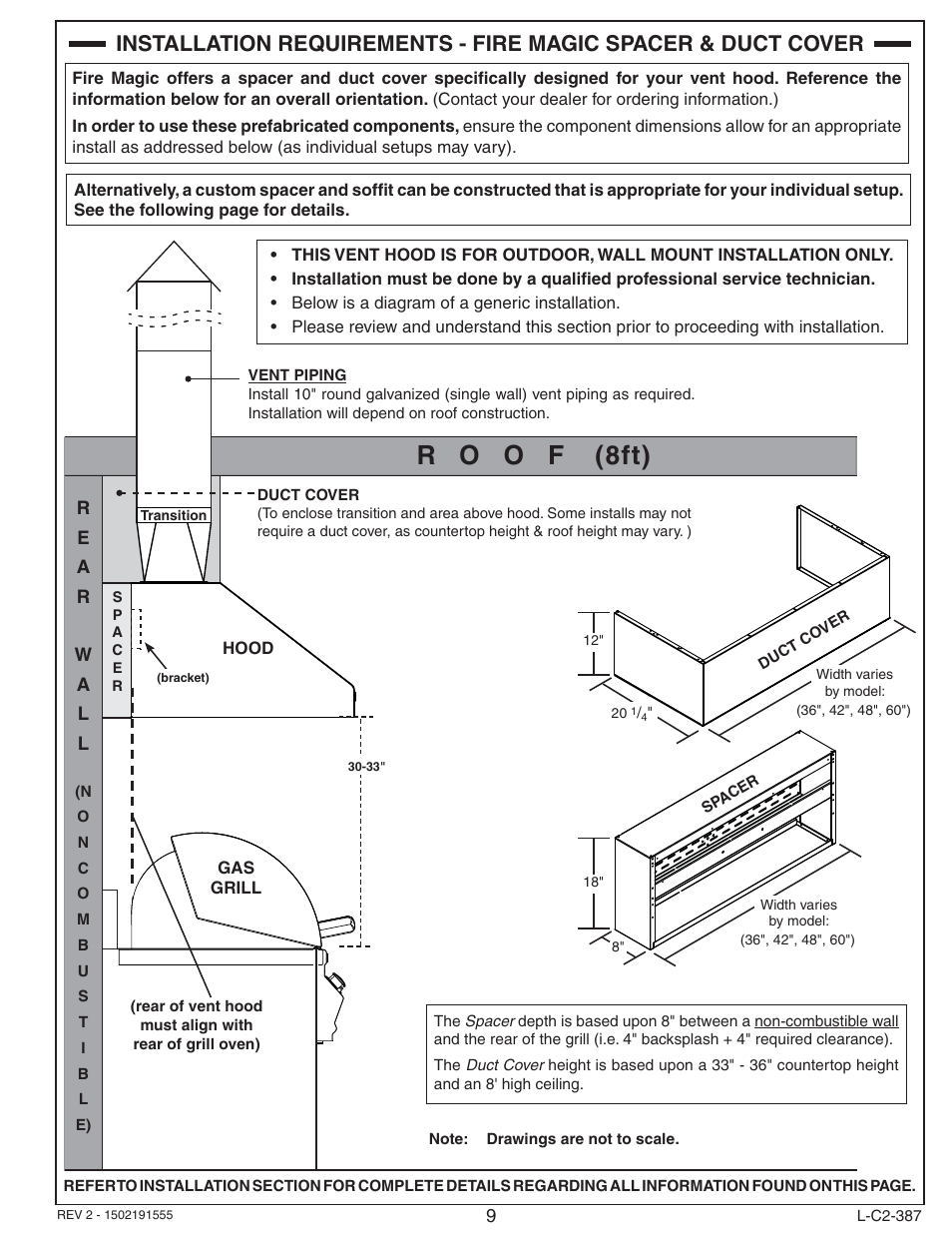 Fire Magic 36-VH Vent Hood User Manual | Page 9 / 26