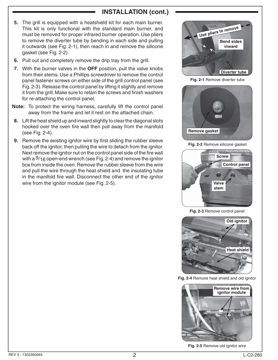 Installation (cont.) | Fire Magic 3049 Aurora Infrared Burner Kit Installation User Manual | Page 2 / 6