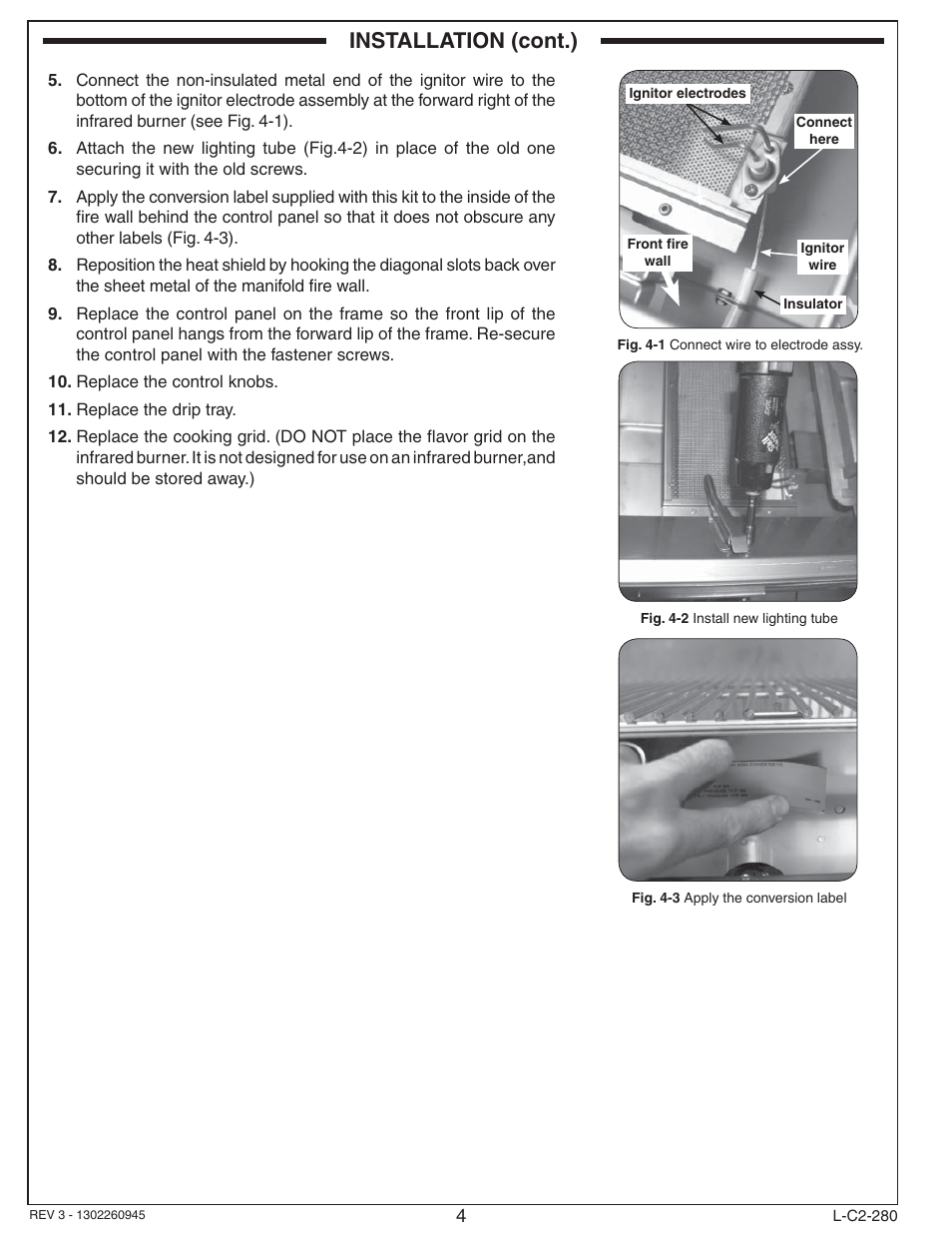 Installation (cont.) | Fire Magic 3049 Aurora Infrared Burner Kit Installation User Manual | Page 4 / 6