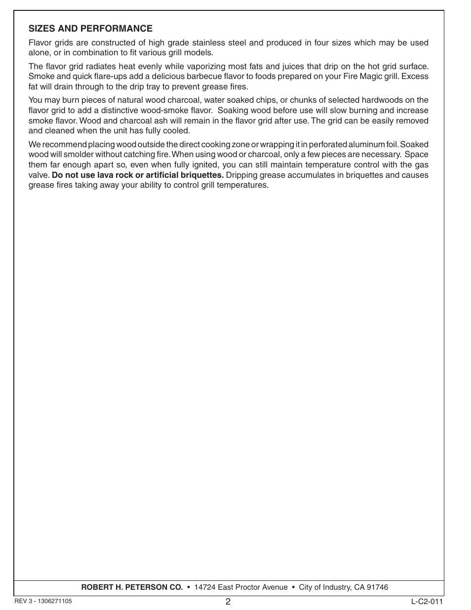Fire Magic 3052, 3053,3054,3055-S Flavor Grids User Manual | Page 2 / 2