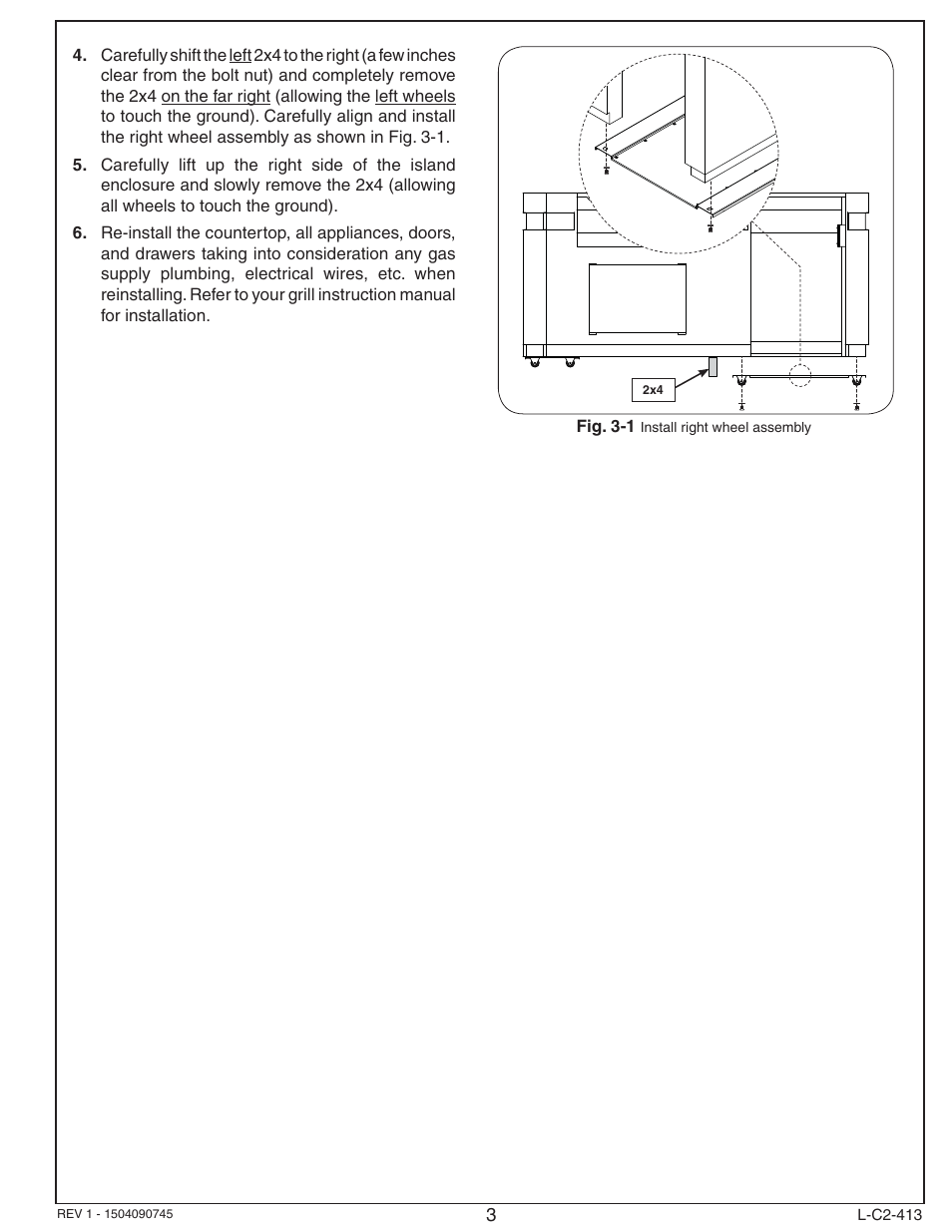 Fire Magic DC-WK-03 Island Enclosure Wheel Kit User Manual | Page 3 / 4