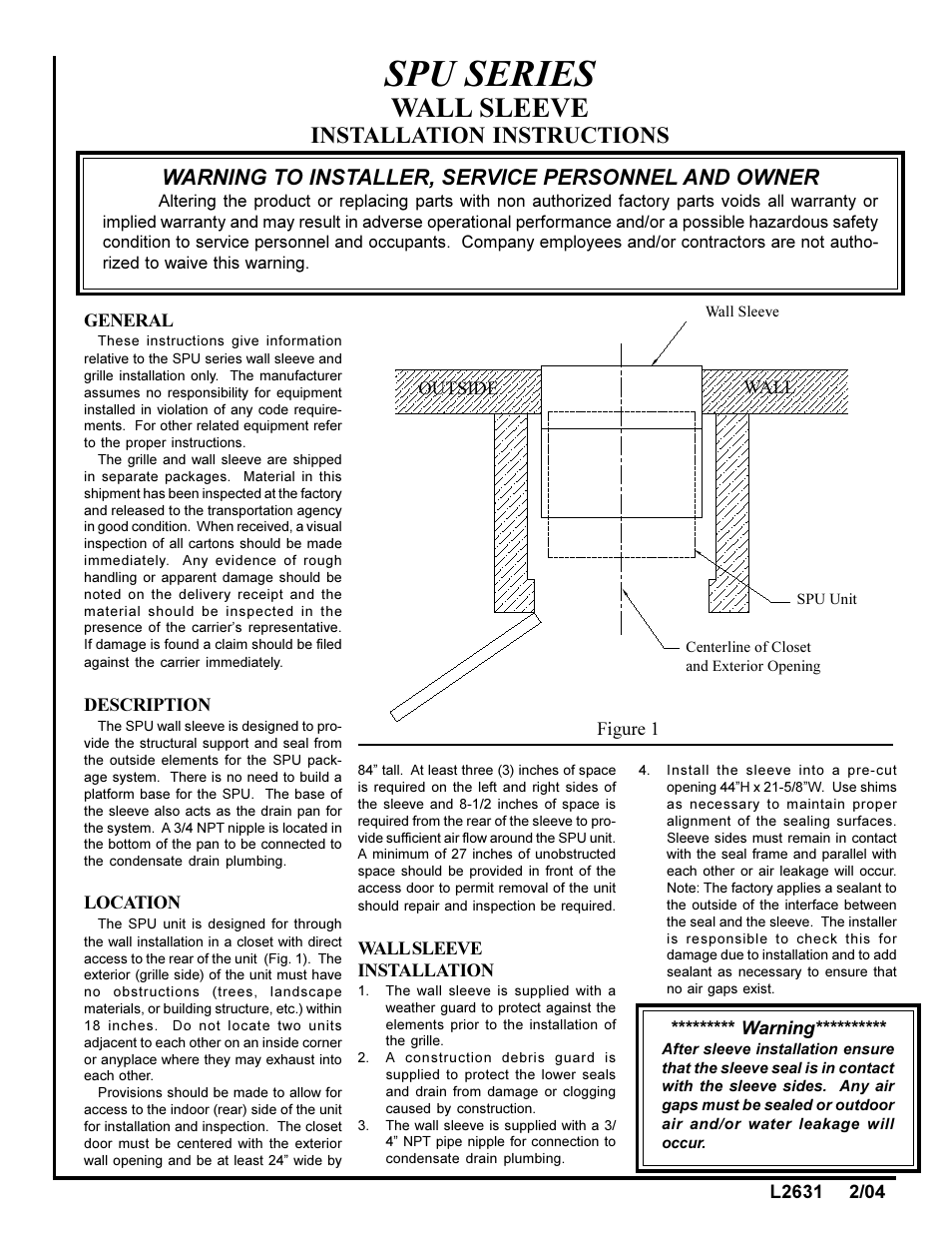 First Co SPXA (cooling with electric heat) User Manual | 2 pages