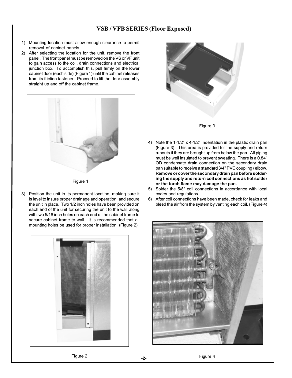 Vsb / vfb series (floor exposed) | First Co VCB User Manual | Page 2 / 4