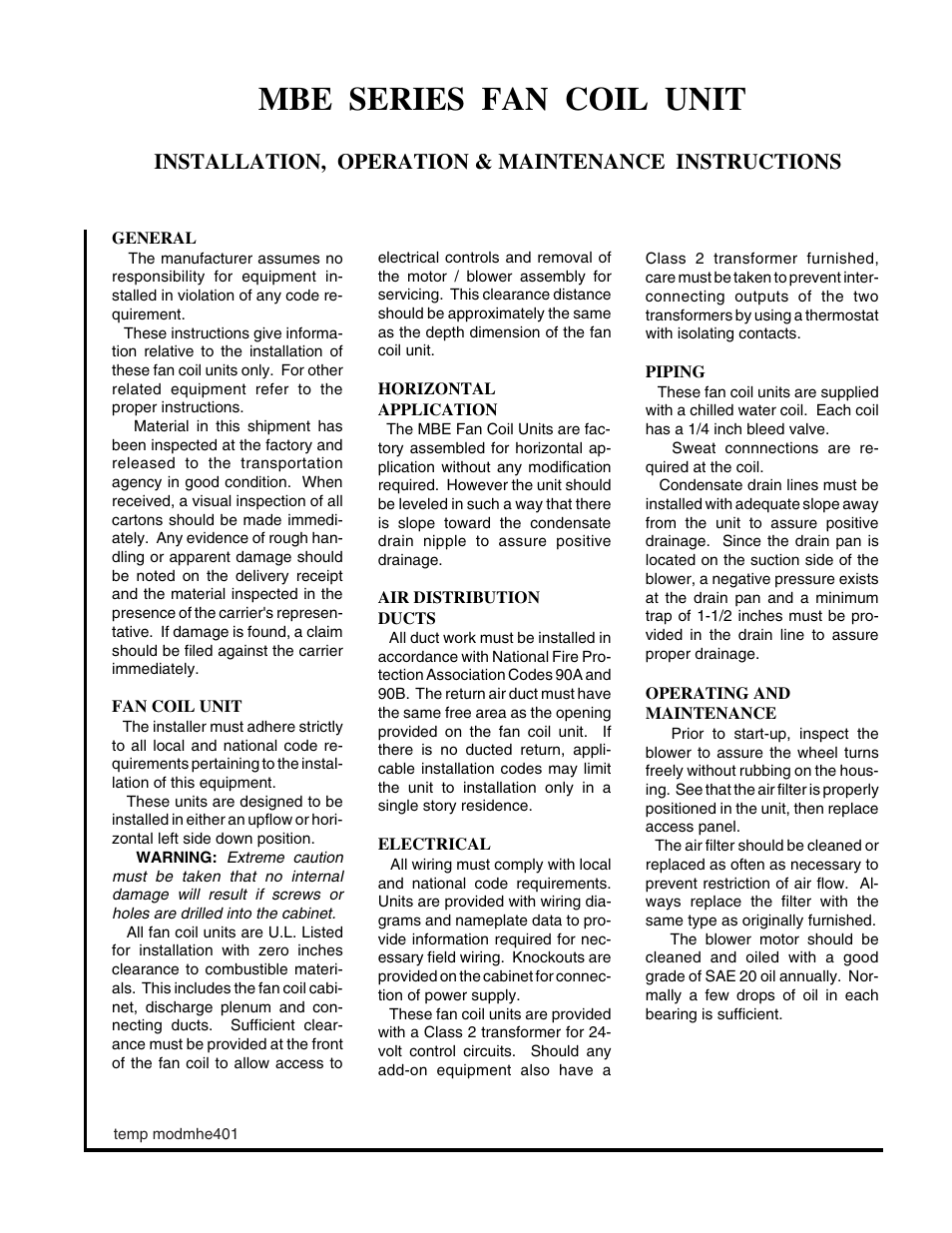 First Co MBE User Manual | 1 page