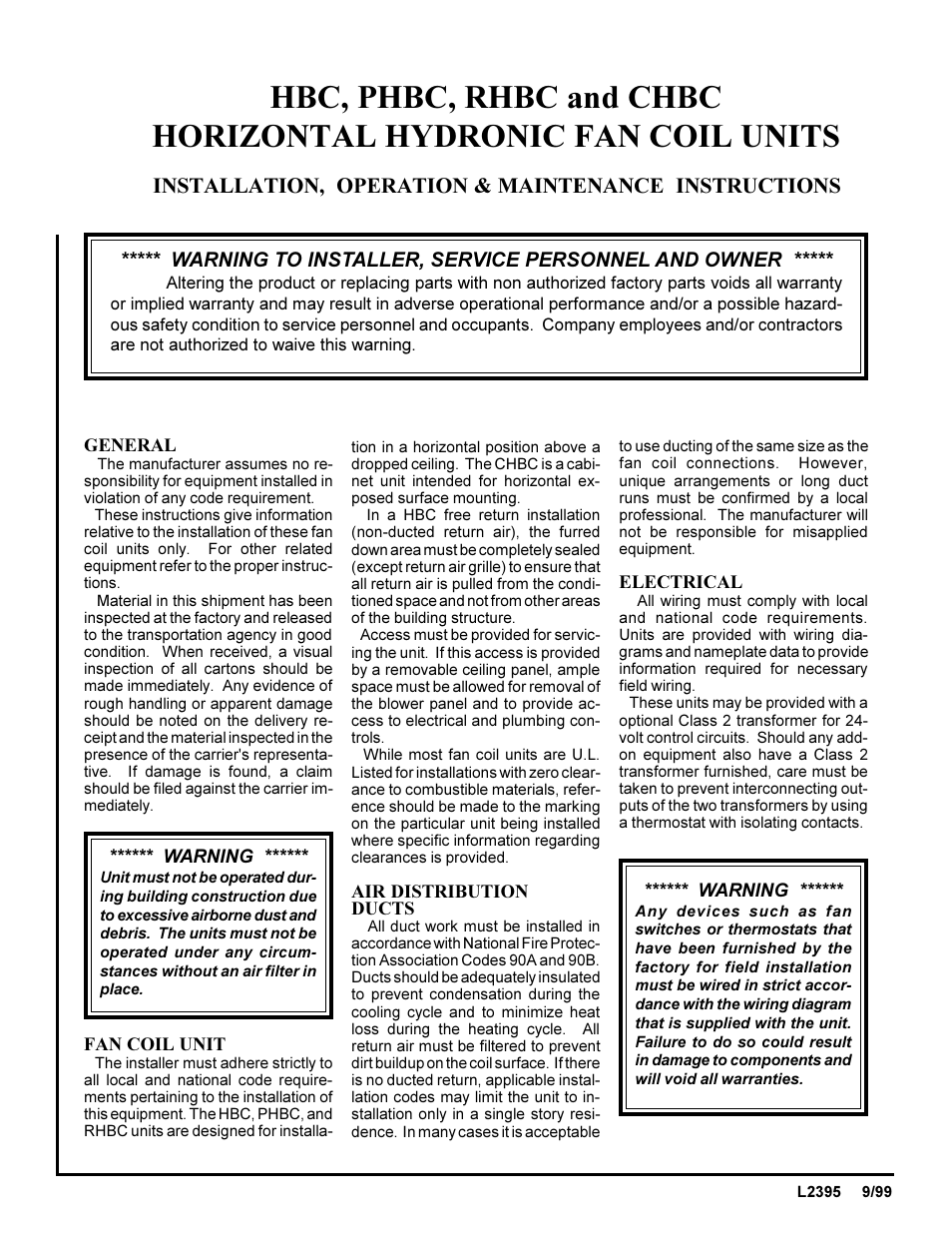 First Co HBC (X) User Manual | 4 pages