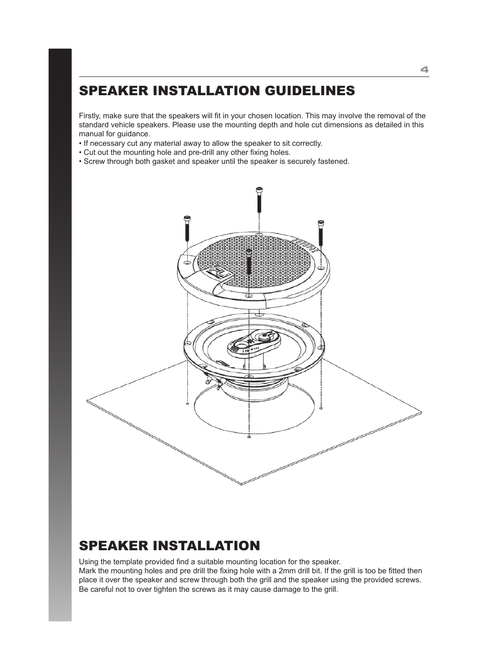 Speaker installation guidelines, Speaker installation | Fli Audio FI4-F3 User Manual | Page 4 / 8