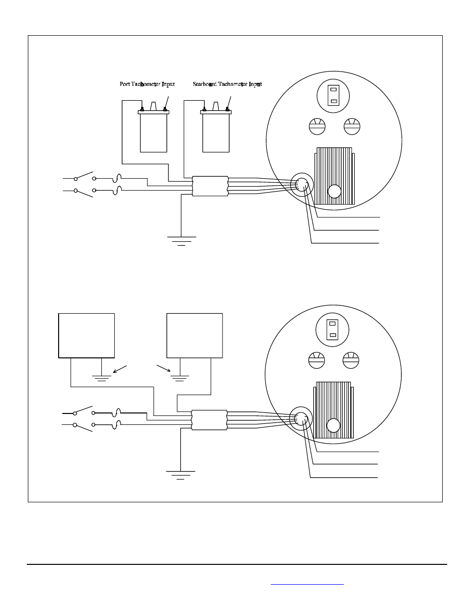 Twinscan tachometer, Back of tachometer, Wiring schematic for gas | Wiring schematic for diesel | Floscan TwinScan Tachometer User Manual | Page 12 / 18