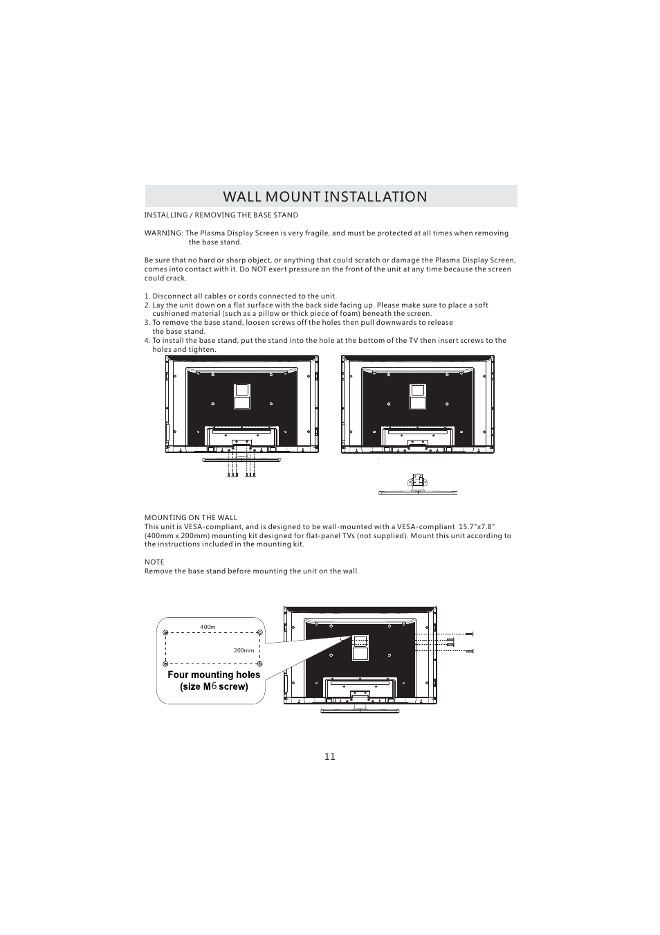 Wall mount installation | Curtis PL4210A User Manual | Page 15 / 35