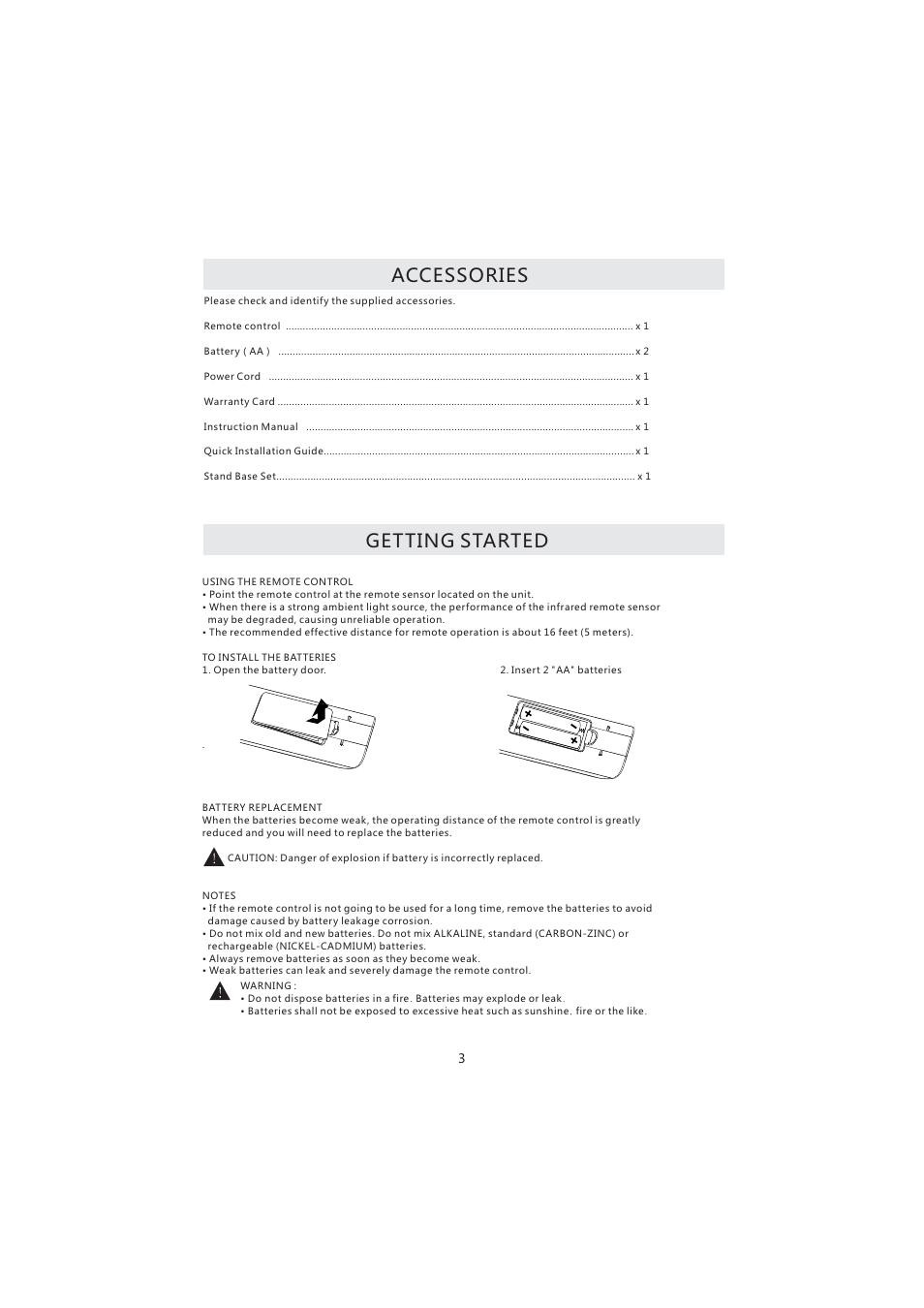 Accessories, Getting started | Curtis PL4210A User Manual | Page 7 / 35