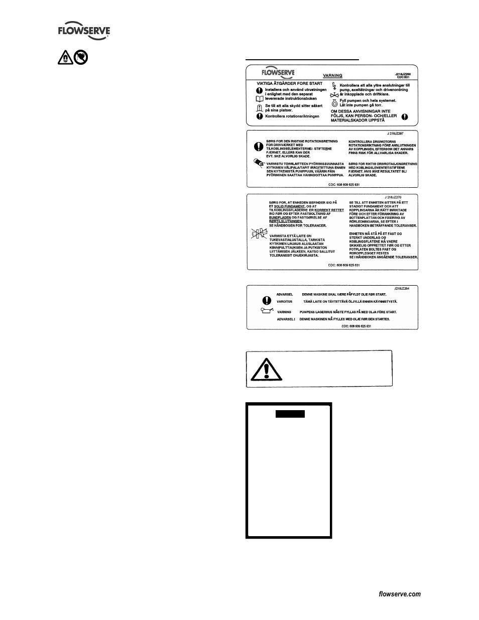 5 säkerhetsetiketter, Endast oljesmorda enheter, Endast grp-pumpenheter | Flowserve CESM-2 User Manual | Page 14 / 32