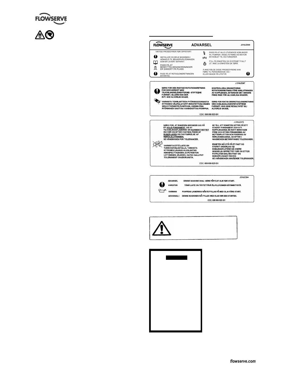 5 sikkerhetsmerker, Kun oljesmurte enheter, Kun grp pumpeenheter | Flowserve CESM-2 User Manual | Page 18 / 32