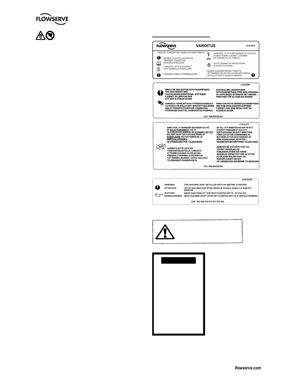 5 turvamerkinnät, Huomautus | Flowserve CESM-2 User Manual | Page 22 / 32