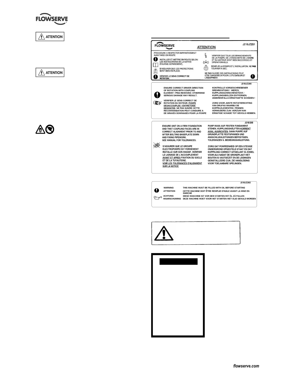 4 etiquettes de securite | Flowserve CESM-1 User Manual | Page 10 / 32
