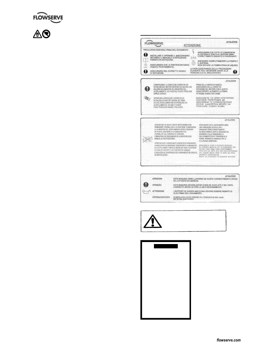 5 etichette di sicurezza | Flowserve CESM-1 User Manual | Page 22 / 32