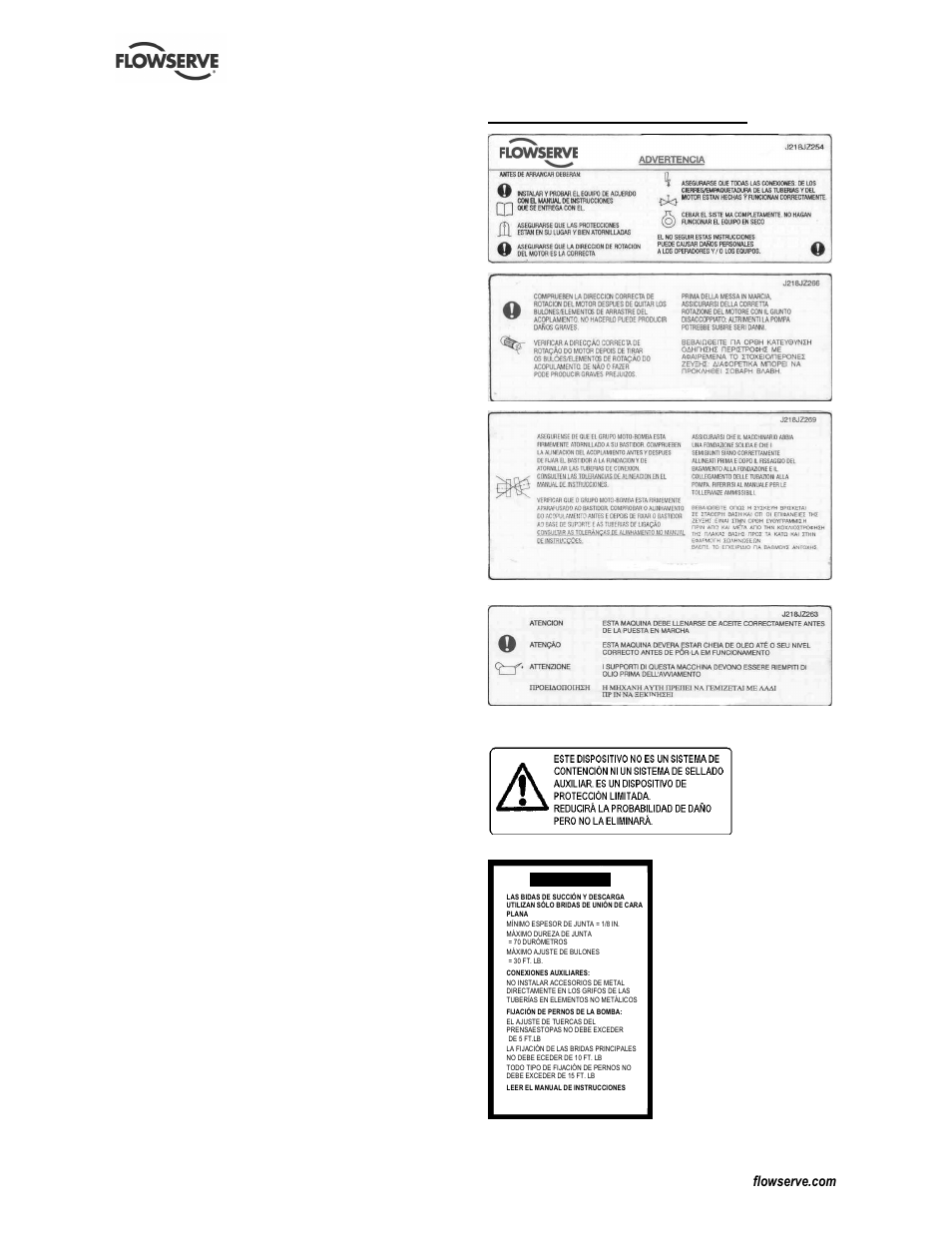 5 etiquetas de seguridad | Flowserve CESM-1 User Manual | Page 26 / 32