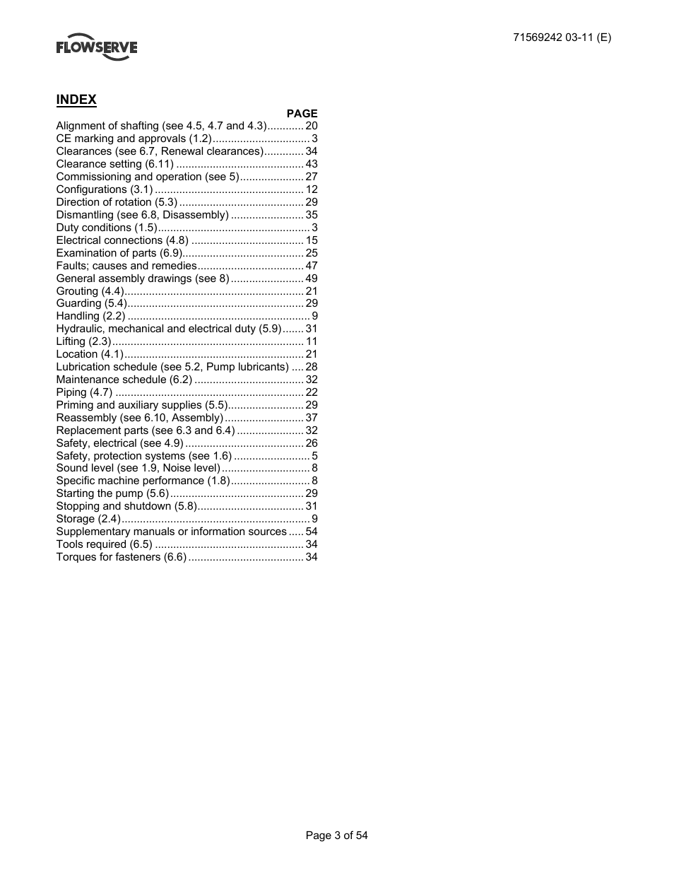Index | Flowserve Type R User Manual | Page 3 / 56