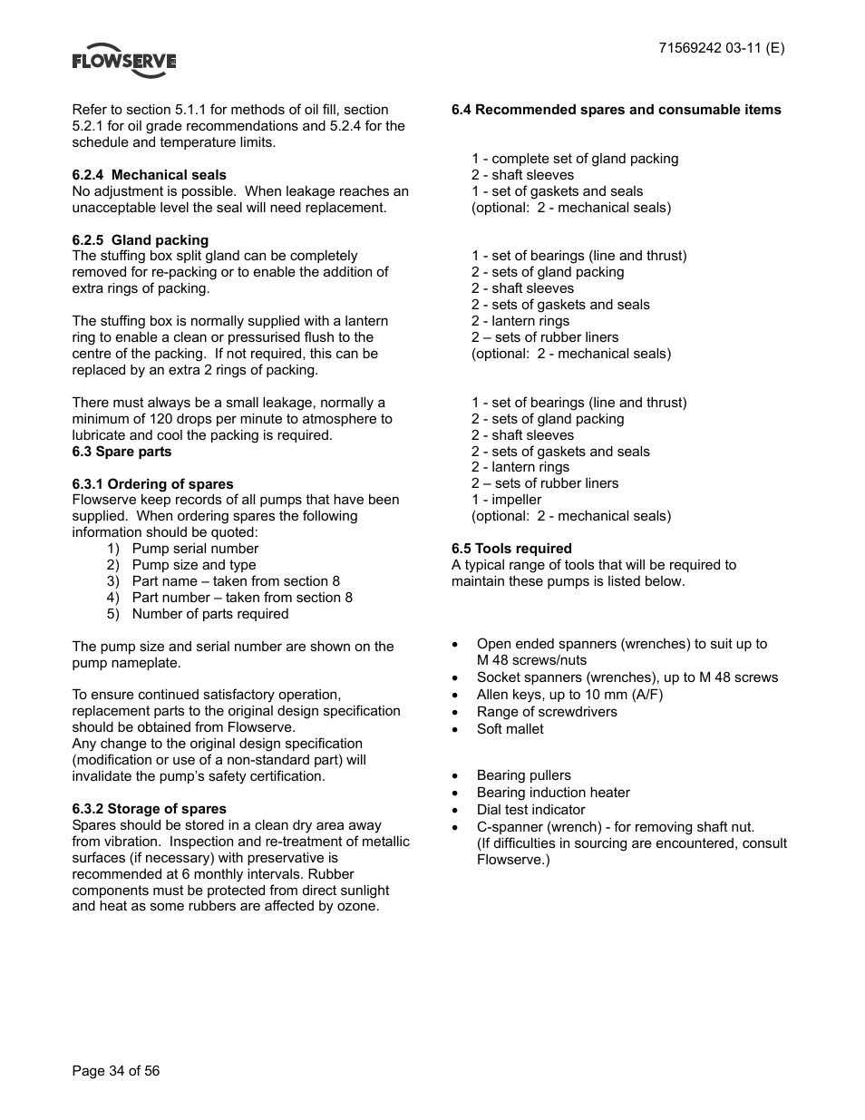Flowserve Type R User Manual | Page 34 / 56