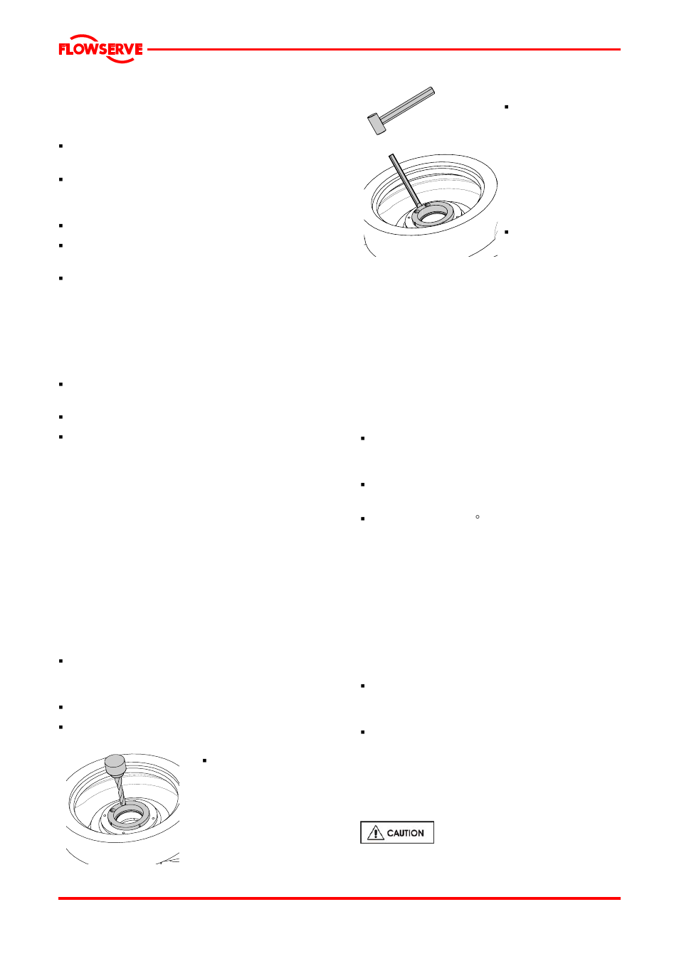 4 removing the electric motor, 5 removing the mechanical seal, 5 removing the case wearing rings | 6 removing the impeller wearing rings, 7 removing the neck bush, 8 examination of parts | Flowserve PVML User Manual | Page 21 / 29