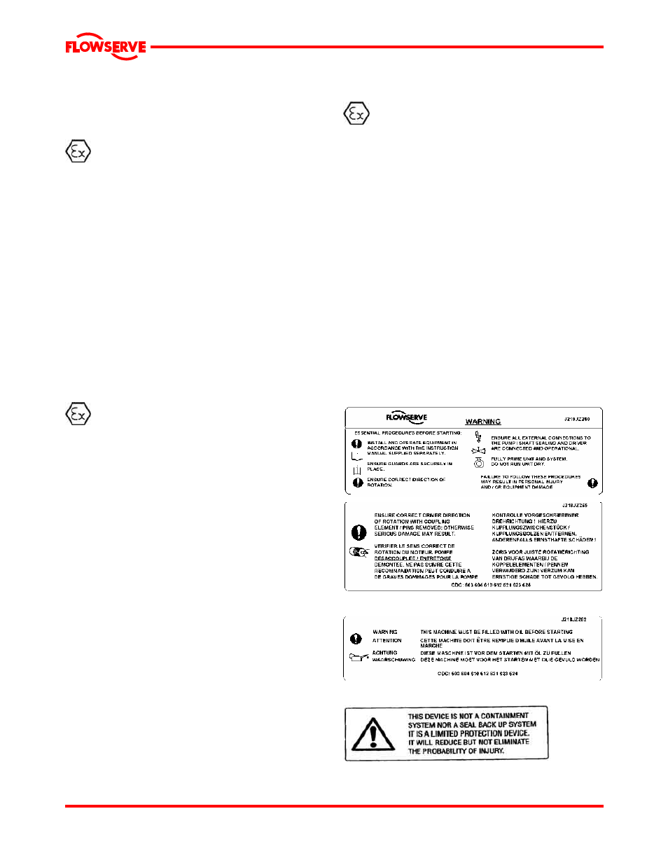 5 preventing sparks, 6 preventing leakage, 7 name plate and safety labels | 1 nameplate, 2 safety labels | Flowserve Mark 3 User Manual | Page 7 / 48