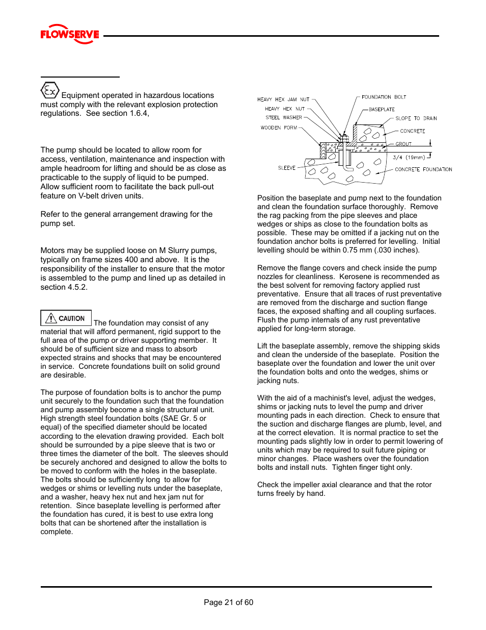 4 installation | Flowserve M Slurry User Manual | Page 21 / 60