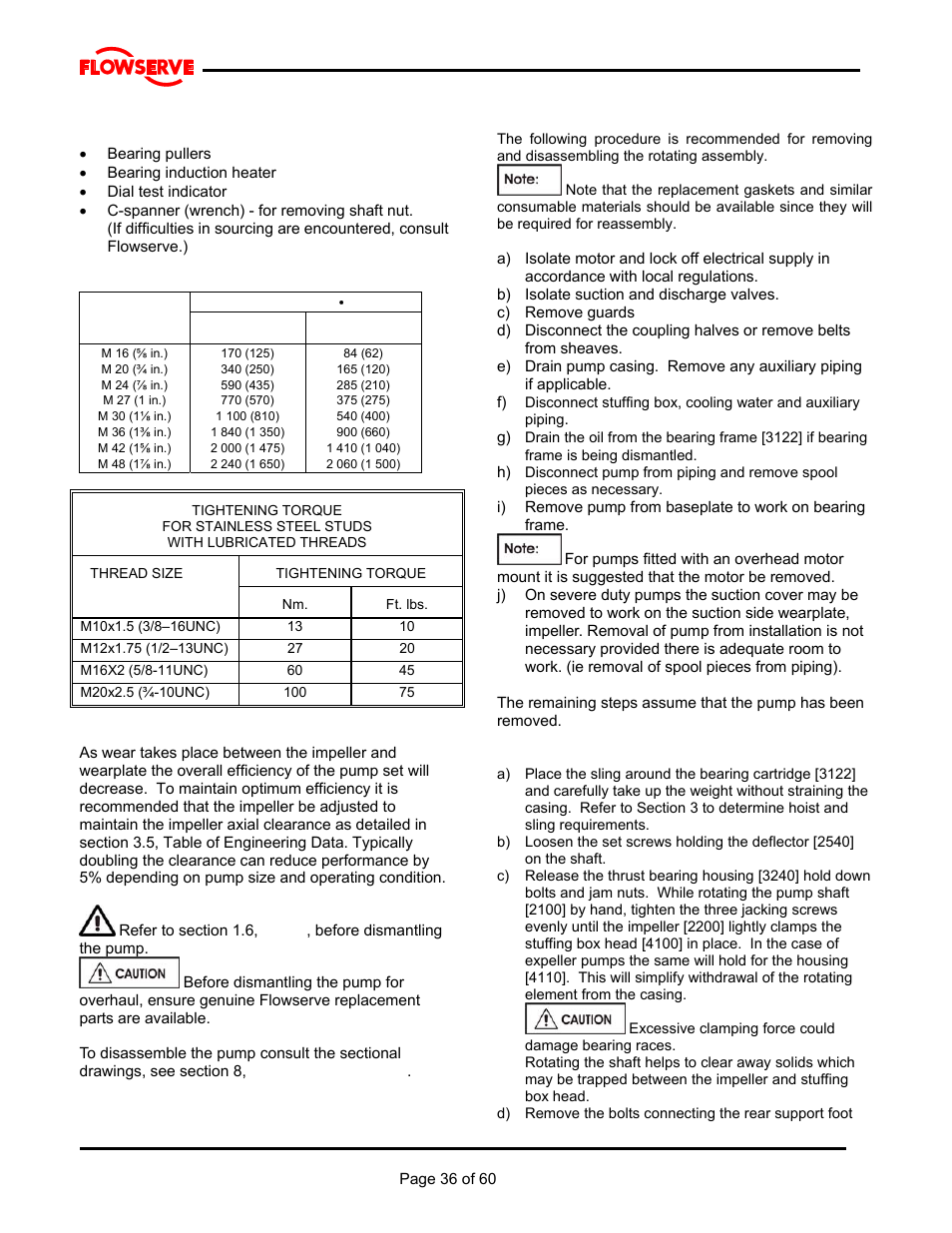 Flowserve M Slurry User Manual | Page 36 / 60
