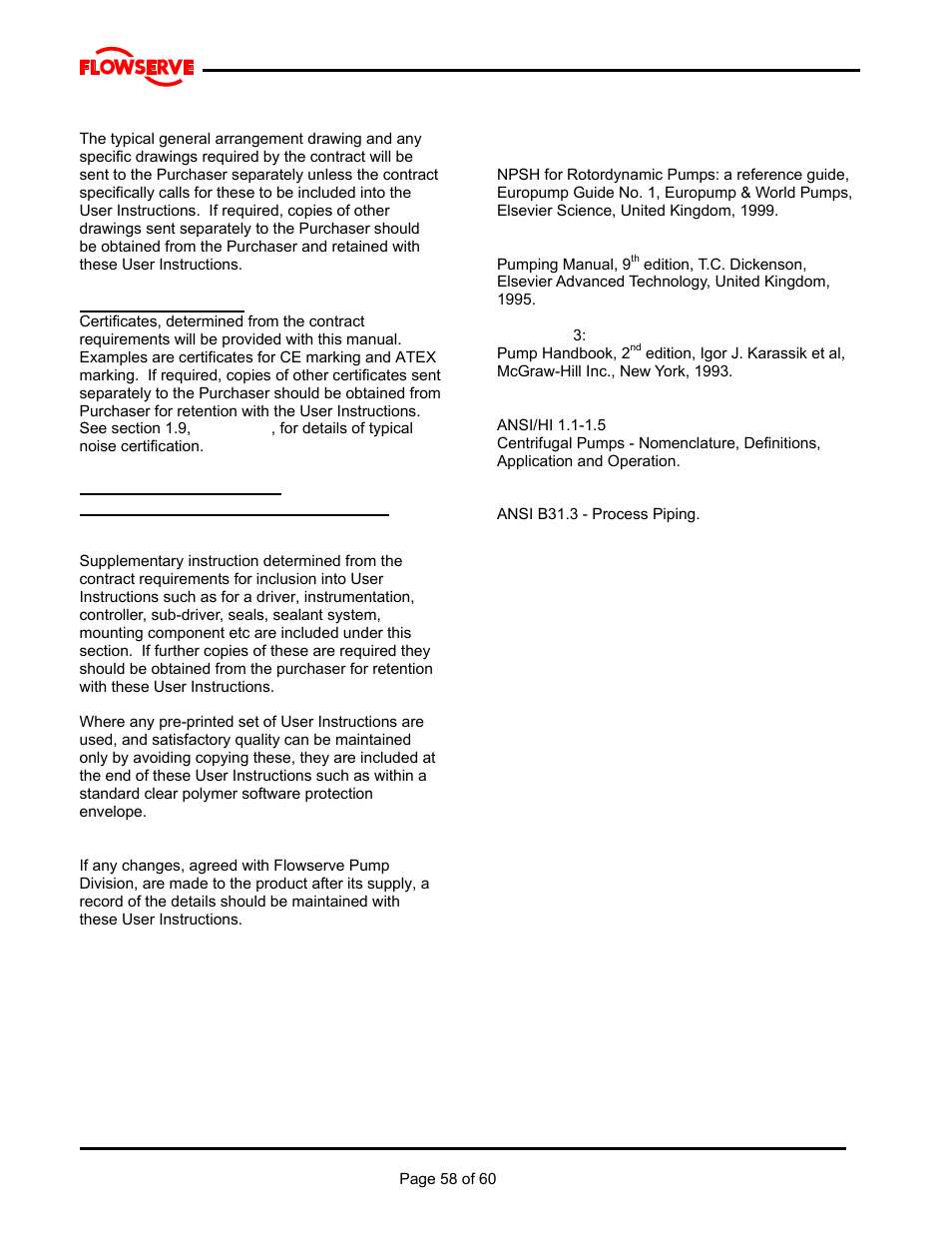 9 certification, 10 other relevant documentation and manuals | Flowserve M Slurry User Manual | Page 58 / 60