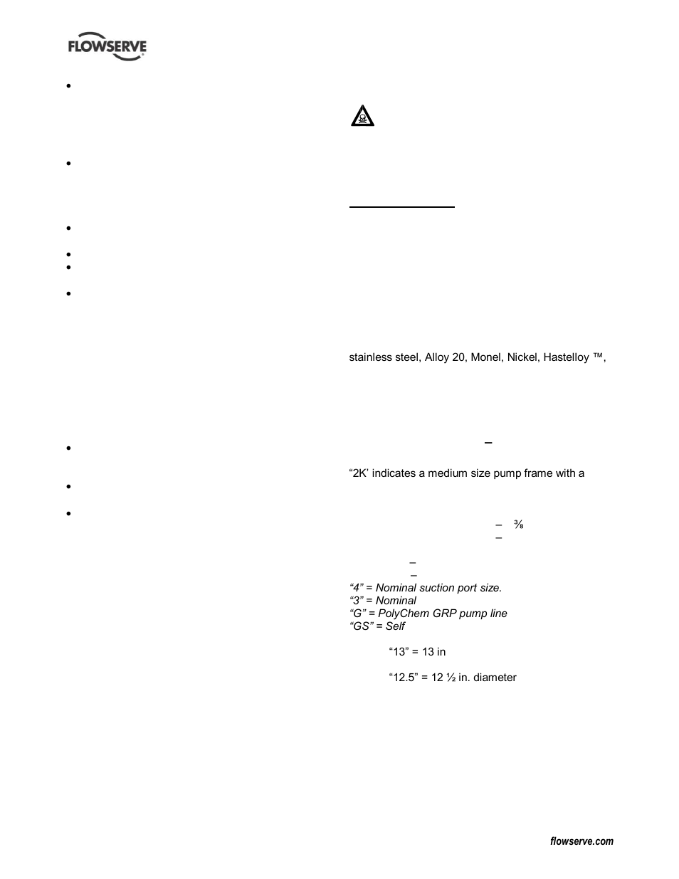 5 recycling and end of product life, 3 description, 1 configurations | 2 name nomenclature, Configurations (3.1), End of product life (2.5), Name nomenclature (3.2), Recycling (2.5) | Flowserve PolyChem GRP User Manual | Page 11 / 52