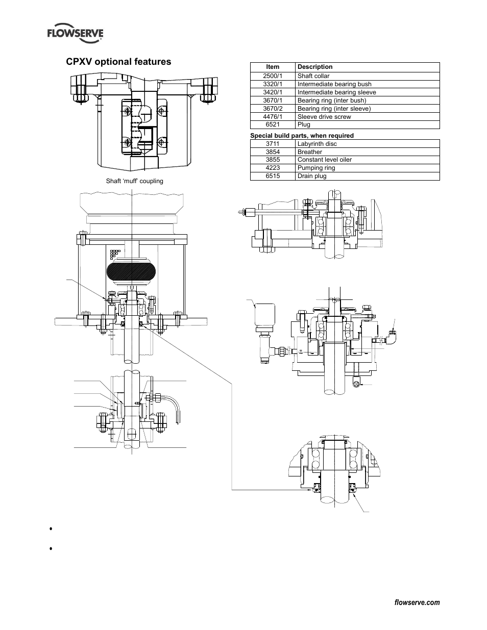 Cpxv optional features, 2 cpxv optional features | Flowserve CPXV fitted with Mark 3 ASME hydraulics User Manual | Page 37 / 44