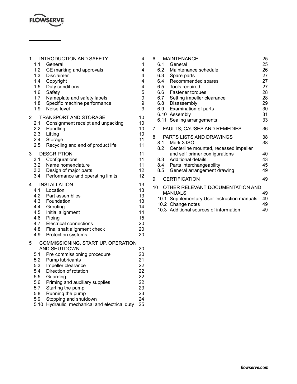 Flowserve Durco Mark 3 ISO Frame Mounted User Manual | Page 2 / 52
