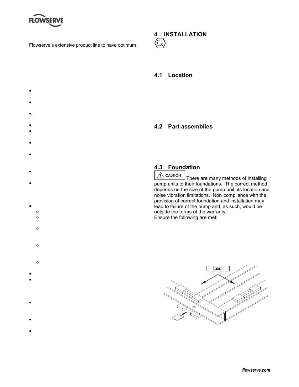 Installation, Location, Part assemblies | Foundation | Flowserve LNN User Manual | Page 13 / 56