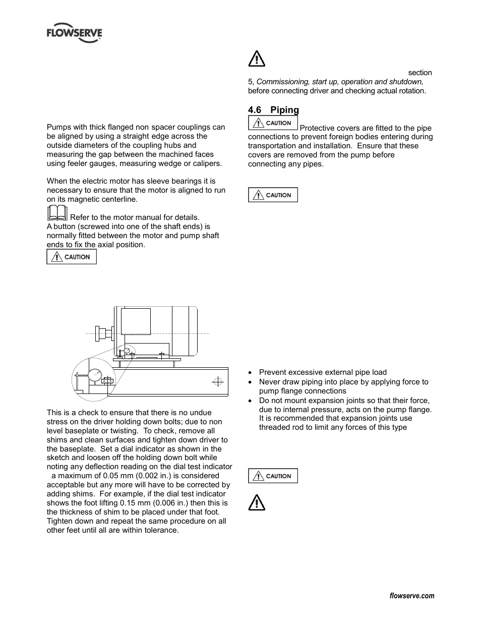 Piping, Forces and moments (4.6.2), Piping (4.6) | Flowserve LNN User Manual | Page 15 / 56
