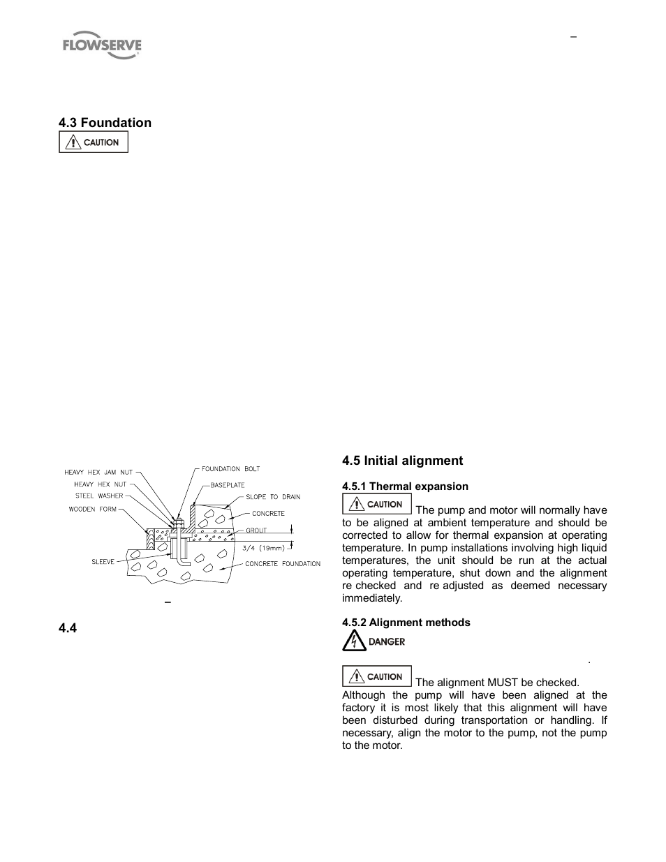 3 foundation, 4 baseplate installation, 5 initial alignment | Flowserve MP1 Sier-Bath User Manual | Page 15 / 48