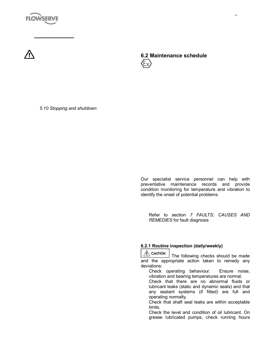 Maintenance, 1 general, 2 maintenance schedule | Flowserve MP1 Sier-Bath User Manual | Page 27 / 48