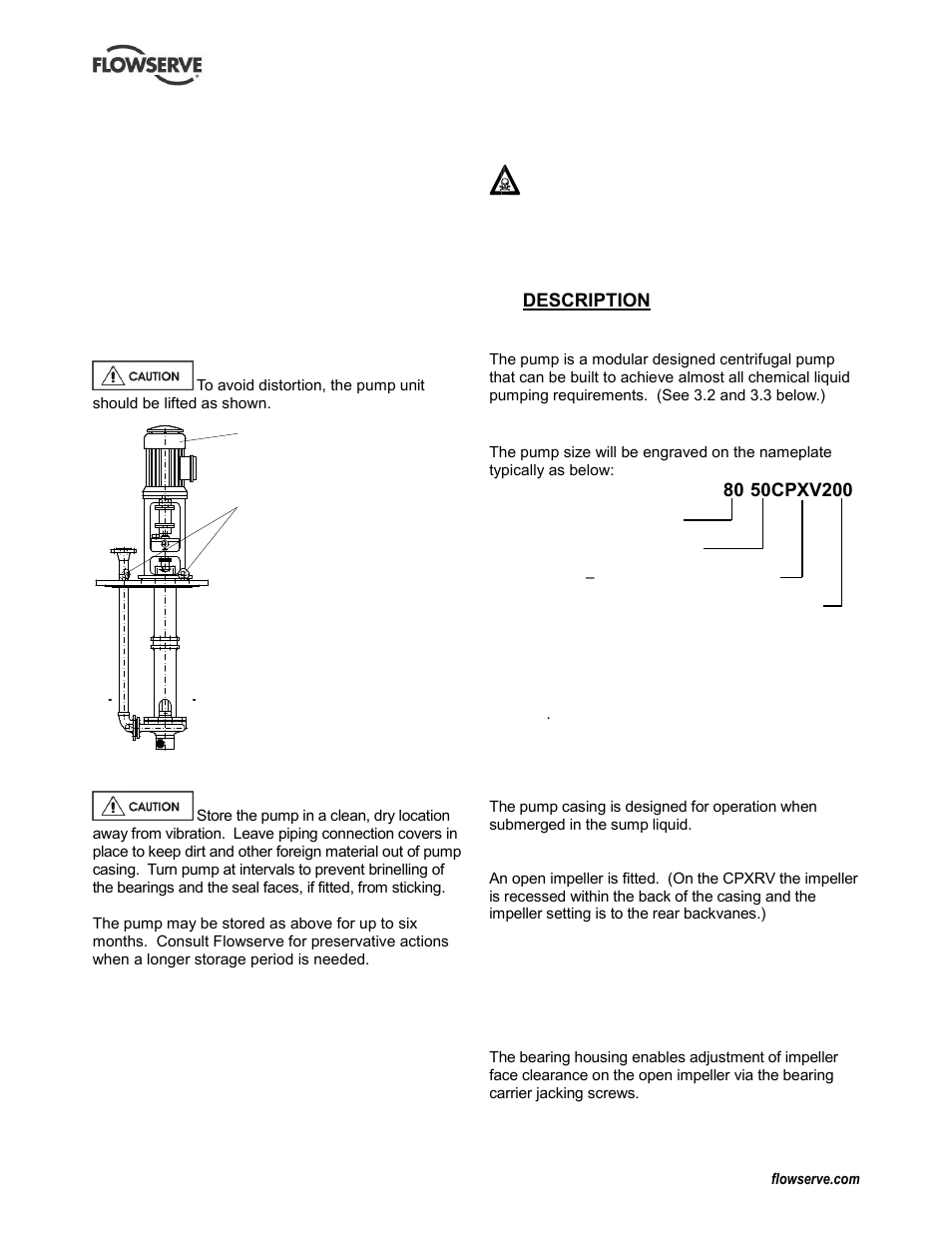 Storage, Recycling and end of product life, Description | Configurations, Name nomenclature, Design of major parts, Configurations (3.1), Name nomenclature (3.2), Storage, pump (2.4) | Flowserve IDP CPXV User Manual | Page 11 / 48