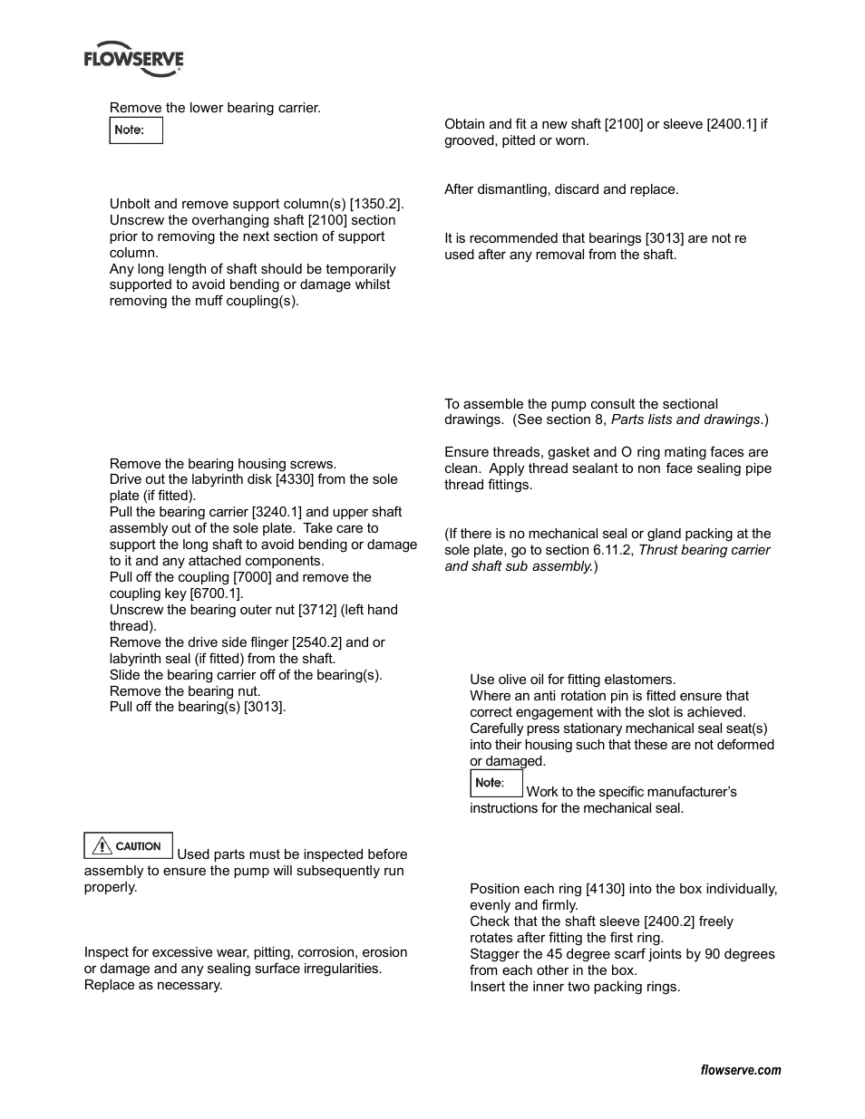 Examination of parts, Assembly, Assembly (6.11) | Reassembly (6.11, assembly) | Flowserve IDP CPXV User Manual | Page 29 / 48