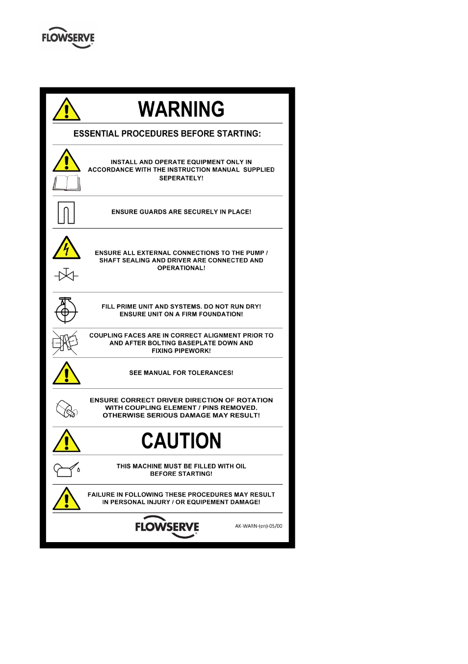 7 warning label | Flowserve Worthington WXB User Manual | Page 8 / 51