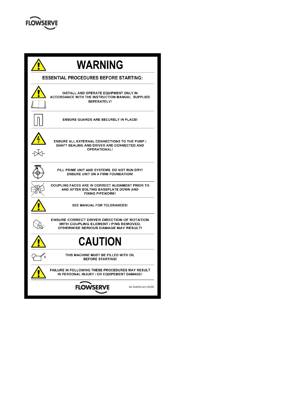 7 warning label | Flowserve HWX Worthington User Manual | Page 8 / 40