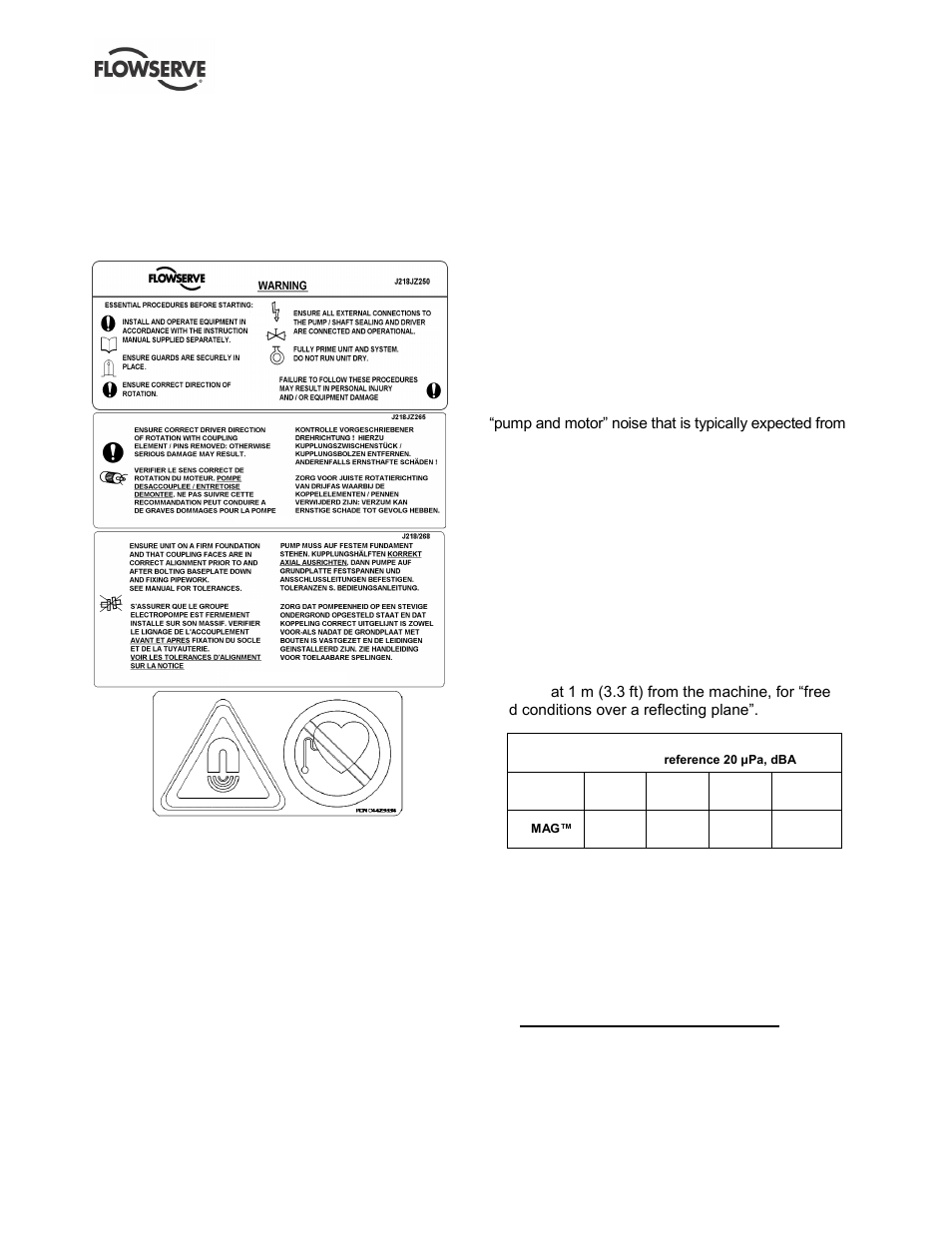 Nameplate and safety labels, Specific machine performance, Noise level | Transport and storage, Consignment receipt and unpacking, 7 nameplate and safety labels, 8 specific machine performance, 9 noise level, 2 transport and storage, 1 consignment receipt and unpacking | Flowserve U-MAG INNOMAG User Manual | Page 9 / 40
